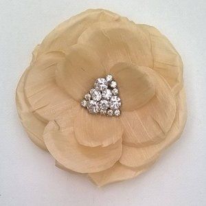 Candlelight Ivory Silk Wild Rose Hair Clip